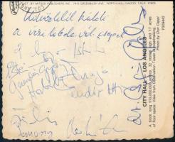 1978 Los Angeles, Magyar férfi vízilabda válogatott tagjai által aláírt képeslap, közte Csapó Gábor,...