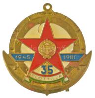 1980. "Flottilla 35 év, 1945-1980" műgyantás fém (sapka) jelvény füllel (~49x49mm) T:XF patina Hungary 1980. "Flotilla, 35 years 1945-1980" synthetic resined metal (cap) badge with ear (~49x49mm) C:XF patina