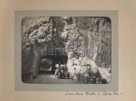 1907 Olaszországi utazás, Verona, Dél-Tirol, 19 db kivehető fotó, albumlapokon, 13 db autós fotóval,...