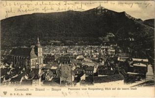 1904 Brassó, Kronstadt, Brasov; Panorama vom Raupenberg, Blick auf die innere Stadt / látkép / general view