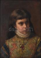 Carl Hoff (1838-1890): Lány portré. Olaj, falemez, jelezve jobbra fent. 30,5x23 cm. / Carl Hoff (183...