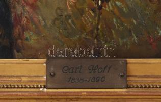 Carl Hoff (1838-1890): Lány portré. Olaj, falemez, jelezve jobbra fent. 30,5x23 cm. / Carl Hoff (183...
