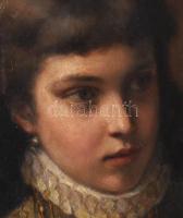 Carl Hoff (1838-1890): Lány portré. Olaj, falemez, jelezve jobbra fent. 30,5x23 cm. / Carl Hoff (183...