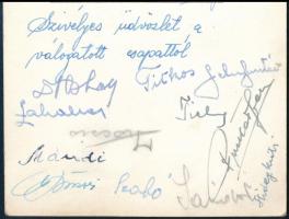 1955 Göteborg, a magyar labdarúgó-válogatott tagjai, közte az Arancsapat tagjai által aláírt képesla...