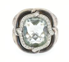 David Yurman St Silver Labyrinth 925-ös ezüst gyűrű brillekel (0,18Ct) és zöld topázzal. Jelzett, m:...