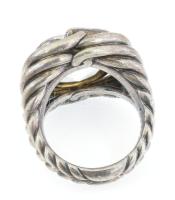 David Yurman St Silver Labyrinth 925-ös ezüst gyűrű brillekel (0,18Ct) és zöld topázzal. Jelzett, m:...
