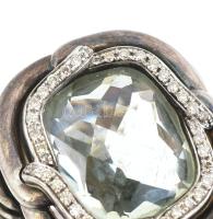 David Yurman St Silver Labyrinth 925-ös ezüst gyűrű brillekel (0,18Ct) és zöld topázzal. Jelzett, m:...