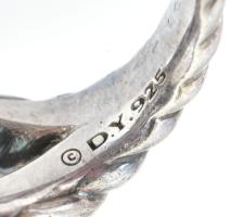 David Yurman St Silver Labyrinth 925-ös ezüst gyűrű brillekel (0,18Ct) és zöld topázzal. Jelzett, m:...
