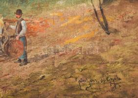 Gutaházy Németh Gyula (1892-1959): Lovasszekér az erdőben. Olaj, fa, jelezve jobbra lent. Dekoratív,...