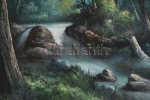 Olvashatatlan jelzéssel: Romantikus táj. Olaj, karton. Dekoratív fakeretben. 42x61 cm