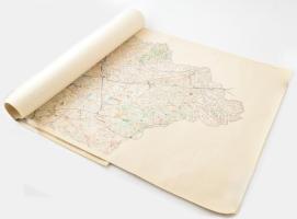 1979 Magyarország térképe (4 részből álló, nagyméretű térkép), 1 : 300.000, Bp., Kartográfiai Vállalat, feltekerve, kis lapszéli sérülésekkel / gyűrődésekkel, az egyes lapok mérete: 96x59 cm