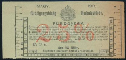 cca 1910 Herkulesfürdői (Erdély) 25%-os kedvezményes fürdőjegy, kicsit barnult széllel, de jó állapotban