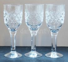 3db likőrös kristálypohár hibátlan állapotban (12cm magasak) / 3 pieces of rystal glasses