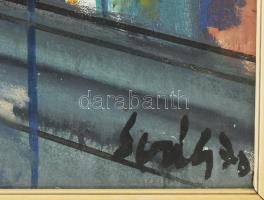 Sváby Lajos (1935-2020): Belvárosi templom (Erzsébet híd, Budapest). Olaj, vászon, jelezve jobbra le...