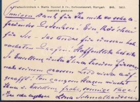 1913 Lina Schmalhausen (1864-1928) Liszt Ferenc házvezetőnője, zongorista saját kézzel írt és aláírt...