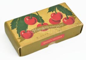 Konyakmeggyes doboz, tele régi tollhegyekkel, 13x7 cm