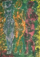 Durkó Gábor (1916-2003), össz. 3 db mű: Aktok és alakok. Monotípia, papír, 2 db jelzettm egyik apró ...