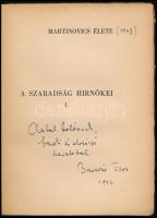 Barabás Tibor: Martinovics élete. Bp., 1945, Cserépfalvi. A szerző, Barabás Tibor (1911-1984) Kossut...