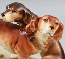 Royal Dux vadászkutya pár, jelzéssel, hibátlan, 27x12x21 cm