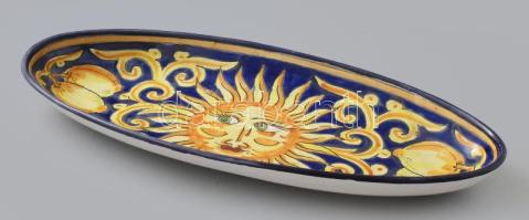 Nagyméretű olasz kerámia szervírozótál, napsütötte citromok mintázattal, jelzéssel, kis kopással, 54...