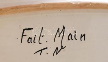 Nagyméretű olasz kerámia szervírozótál, napsütötte citromok mintázattal, jelzéssel, kis kopással, 54...