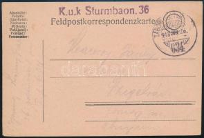 1918 Tábori posta levelezőlap / Field postcard "K.u.k. Sturmbaon 36." + "TP 634"