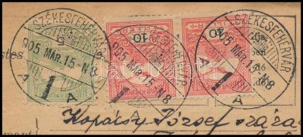 1905 Tudakozvány 25f bérmentesítéssel Székesfehérvárról / Reclamation form with 25f franking