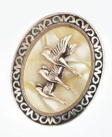 Fácán mintás kendő + madármintás bross, 75x75 cm