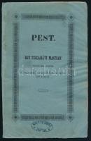 [De Gerando Ágost: Pest. Egy tiszaháti magyar őszinte megjegyzései a hazafiság, utánzási kór és nevelés felett. Egyetlen kiadás. Lipcsén és Pesten, 1846. Volckmar F. és Geibel Károly (Schmid Antal ny., Pozsony) 24 p. Pamflet a nyugatmajmolás szokása ellen. Kiadói a papírborítóval