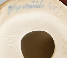 2 db kutya figura, jelzett, kis kopással, h: 13-14 cm