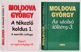 Moldova György 2 kötete (DEDIKÁLT, illetve aláírt): A tékozló koldus 1. / A mentők csillaga. Bp., 2003, Urbis. Kiadói kartonált papírkötés. A szerző által aláírt példány. + Az utolsó töltény 3. Önéletrajzi töredékek. Bp., 2005, Urbis. Kiadói kartonált papírkötés. A szerző által DEDIKÁLT.