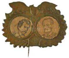 ~1948. "1848. március 15" Petőfi Sándor és Görgei Artúr arcképével díszített Cu lemezkitűző (26x37mm) T:XF hátoldalán festékfolt