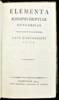 [Kövy Sándor]: Elementa jurisprudentiae Hungaricae - Loco manuscripti edita. Cassoviae, 1804. Francisci Landerer de Füskút. 1. kiadás! 626 [6] p. Korabeli javított gerincű aranyozott félvászon kötésben.