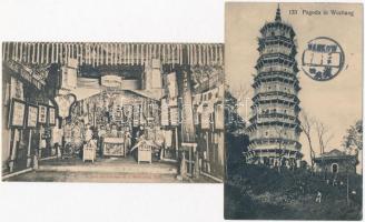 4 db RÉGI kínai város képeslap / 4 pre-1945 Chinese town-view postcards