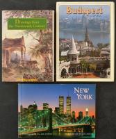 3 db MODERN képeslapfüzet: 19. századi rajzok, Budapest, New York / 3 MODERN postcard booklets: Drawings from the Nineteenth Century, Budapest, New York