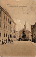 1918 Lienz (Tirol), Franziskanerkirche und Knabenvolksschule / church and school (small tear)