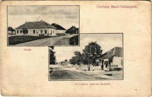 1911 Mezőtárkány, Iskola, utca, Szövetkezet üzlete és saját kiadása (fa)