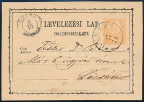 1874 2kr díjjegyes levelezőlap / PS-card "GNÉZDA"