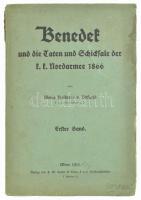 Ditfurth, Moritz, Freiherr von (1840-1929): Benedek und die Taten und Schicksale der k. k. Nordarmee 1866. Erster Band. [I. köt.] Vom Ausbruch des Krieges bis zu der Schlacht bei Königgrätz. Wien, 1911, L. W. Seidel & Sohn, XVIII+300+(40) p. + 2 térkép-melléklet (Übersichskarte für die Operationen der k. k. Nordarmee im Jahre 1866.; Generalkarte des Operationsraumes). Német nyelven. Kiadói papírkötés, kissé foltos, sérült borítóval, helyenként kissé foltos lapokkal, kissé sérült lapszélekkel; a lapok többsége felvágatlan, néhány lap kijár.