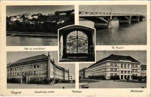 1940 Ungvár, Uzshorod, Uzhhorod, Uzhorod; Vár és tanítóképző, Új Ung híd, várkapu, Rendőrségi palota, Adóhivatal / castle, teachers&#039; training institute, Uzh bridge, castle gate, police station, tax office (EK)