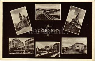 Ungvár, Uzshorod, Uzhhorod, Uzhorod; mozaiklap / multi-view postcard (felületi sérülés / surface damage)