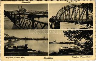 1940 Komárom, Komárno; Kisduna híd, Nagyduna híd, Trianoni határ / Danube bridges, Trianon border (EK)