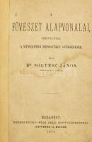 Soltész János: A füvészet alapvonalai, tekintettel a müveltebb néposztály szükségeire. Budapest, 1873. Eggenberger. [4] + 146 p. (Helyesen 246 p.) Összesen 147 szövegközti botanikai ábrával. Szinnyei szerint a mű kéziratban maradt. Későbbi egészvászon kötésben