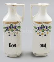 Antik olaj-ecet tartó, jelzés nélkül, sérüléssel, kopással, kupak nélkül, m: 20 cm