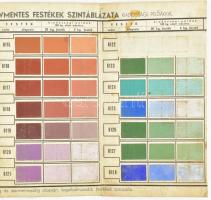 1935 Kurzweil Sándor Festékgyár Bp. ,,Stabitol" festékek színtáblázata, kihajtható, foltos, kos...