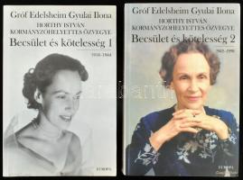 Gróf Edelsheim Gyulai Ilona, Horthy István kormányzóhelyettes özvegye: Becsület és kötelesség. 1-2. köt. Szerk.: Ocsovai Gábor. Bp., 2001, Európa. Kiadói papírkötés, a 2. kötetben foltos, hullámos lapokkal, az 1. kötetben néhány bejelöléssel.