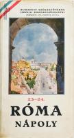 Budapest Székesfőváros Iskolai Kirándulóvonatai 23-24. köt.: Róma, Nápoly. Bp., 1938.,(Budapest Székesfőváros Házinyomdája), 36 p.+7 (5 kihajtható térkép, 2 vasúti térképvázlat) t. Kiadói papírkötés, foltos borítóval.