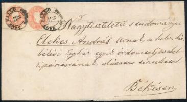 1861 2 x 5kr levélen / on cover "NAGY KALLO" (hajtott / folded)