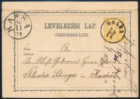 1871 2kr díjjegyes levelezőlap / PS-card DOLKA