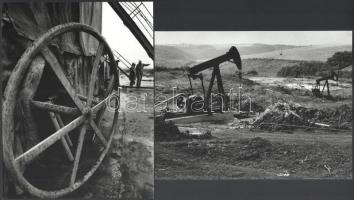 cca 1981 Vincze János (1922-1999) kecskeméti fotóművész hagyatékából 4 db vintage fotóművészeti alkotás (Olajmező feltárása), ezüst zselatinos fotópapíron, jelzés nélkül, 23,5x18,1 cm és 23,5x14 cm között